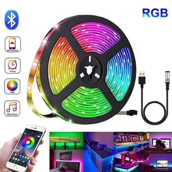 Светодиодная лента APP 5050RGB Bluetooth с управлением цвета, украшение комнаты в твердом переплете, освещение атмосферы праздничной вечеринки, неоновые огни, фон рабочего стола телевизора IR 3K &05M