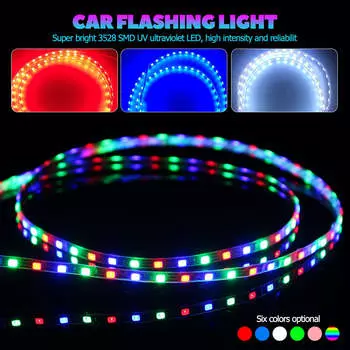 Светодиодная лента для мотоцикла 12 В, 90 см, 90SMD, цветная светодиодная лента 3528, гибкая лента, атмосферное освещение салона автомобиля красный