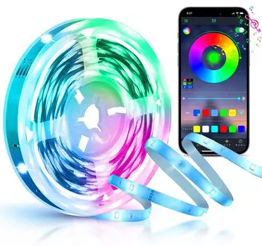 Светодиодная лента IKERY USB RGB Управление через приложение для смартфона Диммируемая Регулируемый цвет Режим синхронизации с музыкой Режим таймера Непрямое освещение Стильная светодиодная лента Игровая комната