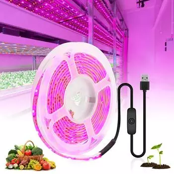 Светодиодная лента полного спектра USB 0,5 м, 1 м, 2 м, 3 м, 4 м, 5 м, 2835 DC5V, светодиодная лампа Fitolampy для выращивания комнатных растений, цветов, рассады 0.5 Meter&IP20 no waterproof