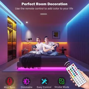 Светодиодная лента RGB 10 м 20 м 30 м 40 м Синхронизация музыки RGB светодиодная лента гибкая лента для декора комнаты спальни подсветка телевизора US plug&3m