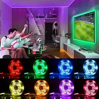Светодиодная лента RGB 5050 для телевизора с 3 клавишами управления USB 5 В, светодиодная лента для подсветки телевизора, украшение для домашней вечеринки, гибкая лента 1m