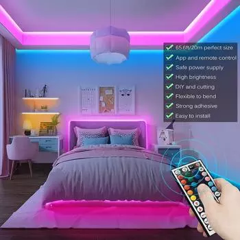 Светодиодная лента RGB 5050, синхронизация музыки, изменение цвета, управление через приложение, гибкая лента диодов для украшения вечеринки в комнате с телевизором 16.40FT/5M