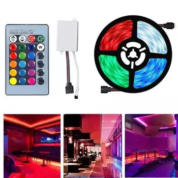 Светодиодная лента RGB 5M 5050 54Leds/M DC12V Гибкая лента для ламп IP65 с дистанционным управлением для подсветки телевизора Украшение для домашней вечеринки US Plug