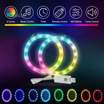 Светодиодная лента RGB для PS5 Slim Disc и Digital Edition, 8 цветов, 400 эффектов, DIY Гибкая игровая консоль, меняющая цвет, декоративная лампа, комплект колец Sets