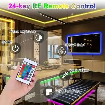 Светодиодная лента RGB с 24 клавишами и дистанционным управлением, гибкая лампа, лента 2835 SMD, подсветка телевизора для домашнего декора на рождественскую вечеринку