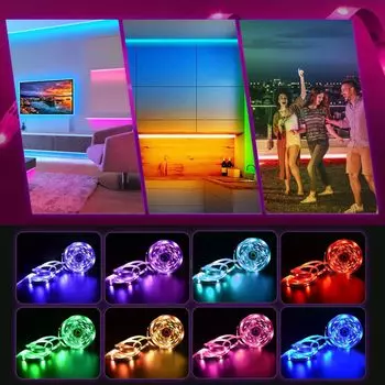 Светодиодная лента USB 5M, меняющая цвет 2835 RGB, гибкие светодиодные лампы с 24 клавишами для детской игровой комнаты, домашней вечеринки, подсветки телевизора 1m
