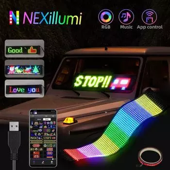 Светодиодная матричная пиксельная панель, USB 5 В, гибкий адресуемый RGB-узор, граффити, прокручивающийся текст, анимационный дисплей, автомагазин, приложение Bluetooth