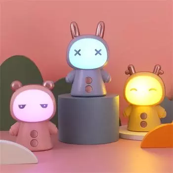 Светодиодная настольная лампа, милый мультфильм, USB-перезаряжаемая, затемняющая, обучающая настольная лампа, ночник для сна, детские подарки, украшение для гостиной