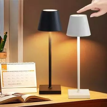 Светодиодная настольная лампа с зарядкой от USB, сенсорный выключатель, 3 цвета, регулируемая температура, настольная лампа, современный офисный бар, ресторан, атмосфера, свет чёрный