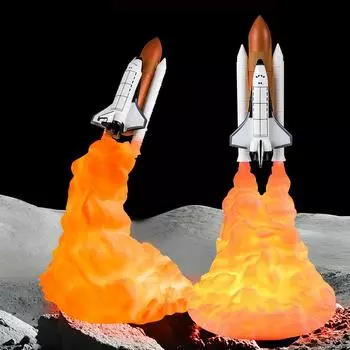 Светодиодная настольная лампа Space Shuttle с 3D-принтером, прикроватная лампа, 800 мАч, USB-перезаряжаемый светодиодный ночник, рождественский подарок для детей, декор для учебы
