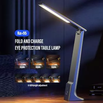 Светодиодная складная настольная лампа с зарядкой через USB, сенсорное управление, затемняемая настольная лампа для защиты глаз, для чтения, учебы, офиса, спальни, прикроватная лампа