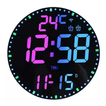 Светодиодные цифровые настенные часы RGB с интеллектуальным управлением через приложение Wi-Fi, температурой, датой, дисплеем недели, многофункциональным электронным будильником Wifi APP Control