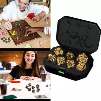 Светодиодные игральные кости с зарядным устройством, светящиеся игральные кости, игрушки для вечеринок One Size