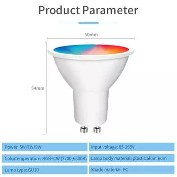 Светодиодные лампы Smart Life GU10 Cozylife Wifi Smart LED Lamp 5W 7W 9W RGBCW Light Bulb Управление Smart Life через приложение Работает с Alexa Google