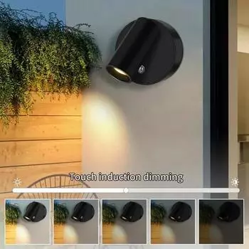 Светодиодные прожекторы с вращением на 360 градусов, регулируемые настенные бра, сенсорное управление, светильник для спальни, прикроватной тумбочки, кабинета, ночника для чтения чёрный