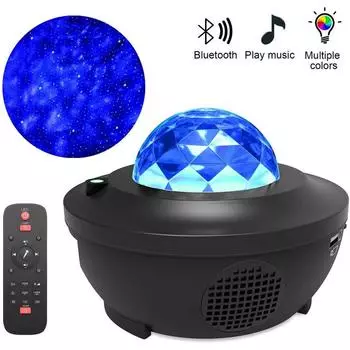 Светодиодный цветной звездный проектор Blueteeth USB с голосовым управлением, музыкальный плеер, проекционная лампа