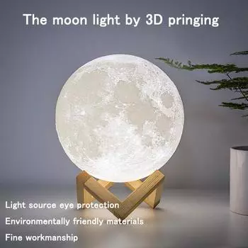 Светодиодный ночник 3D-принт луна лампа перезаряжаемая смена цвета 3D свет сенсорный луна лампа детские светильники ночные лампы дропшиппинг
