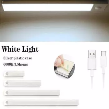 Светодиодный ночник, беспроводной кухонный светильник под шкафом, USB перезаряжаемый PIR-сенсор, лампа для шкафа, алюминиевая ночная лампа 10cm