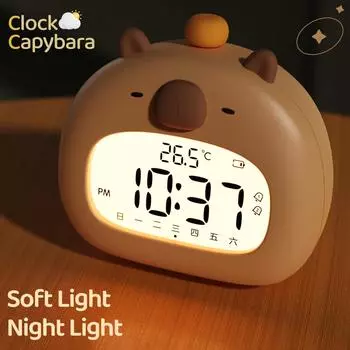Светодиодный ночник Capybara Милый будильник Capybara USB перезаряжаемый таймер настольное украшение будильник украшения детский подарок Warm White&Capybara