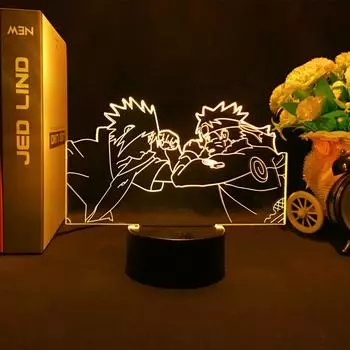 Светодиодный ночник Наруто Узумаки Саске Учиха 3D лампа для детской спальни, подарок для мальчиков, пульт дистанционного управления, 16 цветов, светодиодный датчик света