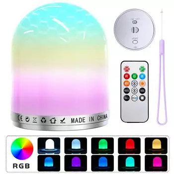 Светодиодный ночник RGB с регулируемой яркостью и дистанционным управлением, 5 Вт, портативная комнатная детская лампа для сна
