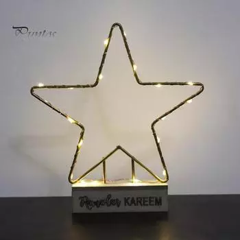 Светодиодный ночник с деревянным основанием LOVE HOME Буквы Звезда Луна Лампа Железный каркас с проволочной обмоткой Декоративные поделки Светящаяся лампа Орнамент Креативный макет