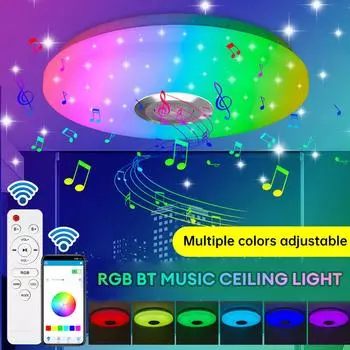 Светодиодный потолочный светильник RGB 42 Вт/60 Вт с функцией интеллектуального затемнения, современный потолочный светильник с приложением/Bluetooth, музыкальным светом и пультом дистанционного управления, AC170-265 В