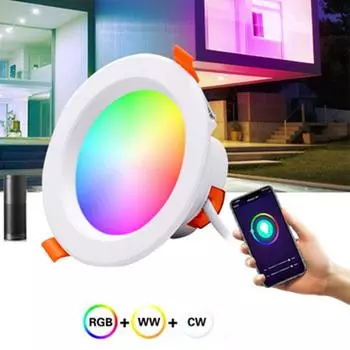 Светодиодный потолочный светильник TuYa AC85-265V 10W APP, умный потолочный светильник, встраиваемый светильник вниз, круглый панельный светильник, светодиодный прожектор для столовой 10W&3000K-6000K