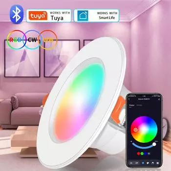 Светодиодный потолочный светильник Tuya Bluetooth 10 Вт 15 Вт умный потолочный светильник с регулируемой яркостью RGB лампа с дистанционным управлением умная атмосфера жизни ночник 10W