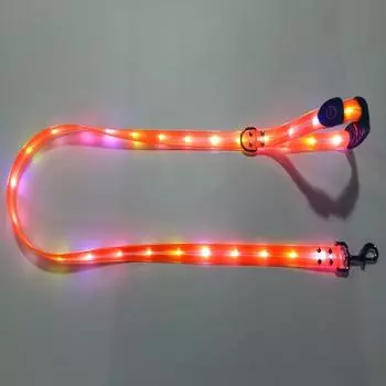 Светодиодный поводок для собак с USB-зарядкой, ПВХ с лямками, светящийся поводок для домашних животных с подсветкой для щенков, для ночных прогулок без ошейника W2.5cm L120cm