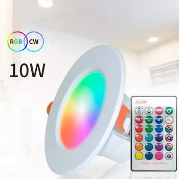 Светодиодный светильник RGB, потолочный светильник переменного тока 10 Вт/15 Вт, потолочный светильник переменного тока 110 В, 220 В с регулируемой яркостью, встраиваемый светодиодный точечный светильник с ИК-пультом дистанционного управления