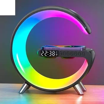 Светодиодный светильник с управлением через приложение, RGB ночник, атмосферные лампы, цифровой будильник, динамик, беспроводное зарядное устройство, украшение для спальни для детей, сна