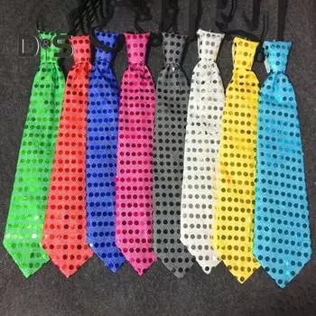 Светодиодный светящийся галстук с принтом в горошек, кнопка на батарейках, галстук для мужчин и женщин, цветные блестки, светящийся галстук, вечеринки, ночные клубы, аксессуары розовый