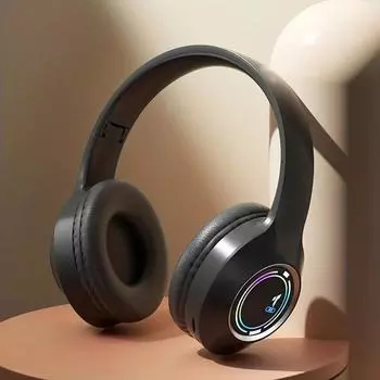 Светоизлучающие наушники Bluetooth 5.3, складные светодиодные наушники с TF-картой, беспроводная гарнитура TYPE-C, зарядные игровые наушники для IOS Android чёрный