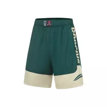 Светоотражающие шорты Li-Ning с контрастным буквенным принтом и эластичной резинкой на талии, мужские шорты зеленого цвета AAPT525-1 M