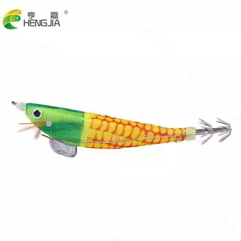 Светящаяся приманка для кальмара, приманка для рыбалки, деревянная приманка для креветок, 12 см-14,3 г, джиги для кальмара и каракатицы, приманки для спиннербейта, рыболовные приманки