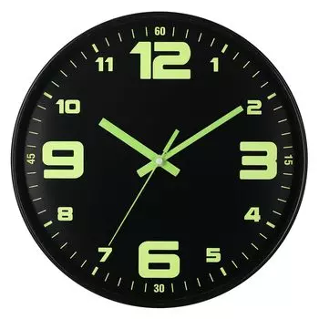 Светящиеся настенные часы 30см, тихие серые