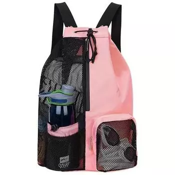 Swim Bag Mesh Drawstring Backpack with Wet Pocket Multipurpose Beach Backpack for Swimming, Gym, and Workout Gear зелёный