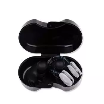 Swimming silicone earplug nose clip set, waterproof spiral earplug box, adult and child beginner swimming equipment чёрный