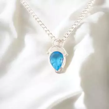 Swiss Blue Topaz Gemstone 925 Sterling Silver Jewelry Handcrafted Pendant 1.01 PP-56-1