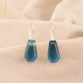 Swiss Blue Topaz Gemstone 925 Sterling Silver Jewelry Handmade Earrings 1.26 EE-138-8