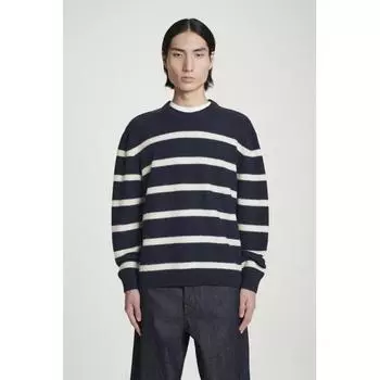 Свитер Cos Japan из вареной шерсти с круглым вырезом navystripe/XS