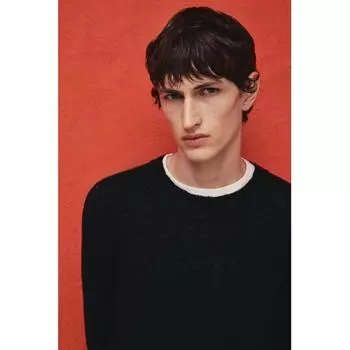 Свитер HM Rolled Edge Regular Fit, темно-синий XS