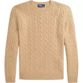Свитер мужской Polo Ralph Lauren однотонный с вышитым логотипом, с круглым вырезом, коричневый MNPOSWE16822121-BROWN L