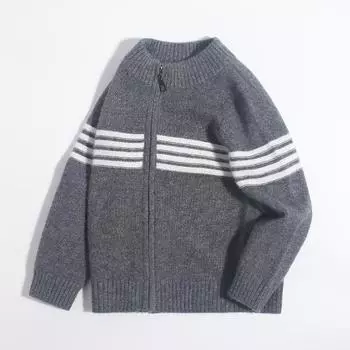 Свитер на молнии Little Sheep Kids из 100% кашемира с круглым вырезом для младенцев, малышей и детей постарше 90 cm темно-серого
