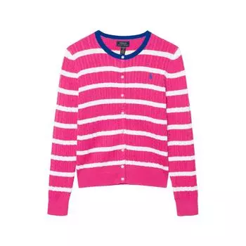 Свитер Polo Ralph Lauren с вышивкой маленькой пони, в полоску, однобортный, с длинным рукавом, детский свитер, розовый 313956833-002 L