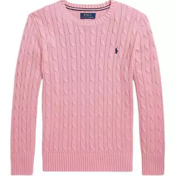 Свитер Polo Ralph Lauren с вышивкой пони, кабельной вязки, с круглым вырезом, повседневный, детский, розовый 323702674-064 M