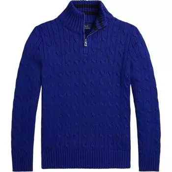 Свитер Polo Ralph Lauren Ss24 Однотонный На молнии Поло с длинным рукавом Детский свитер Синий 323868894-020 S