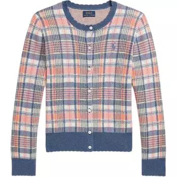 Свитер Polo Ralph Lauren Ss25 Клетчатый Веерный Край Хлопковый Трикотажный Кардиган Многоцветный Детский свитер CWPOSWEG6820533-999 L
